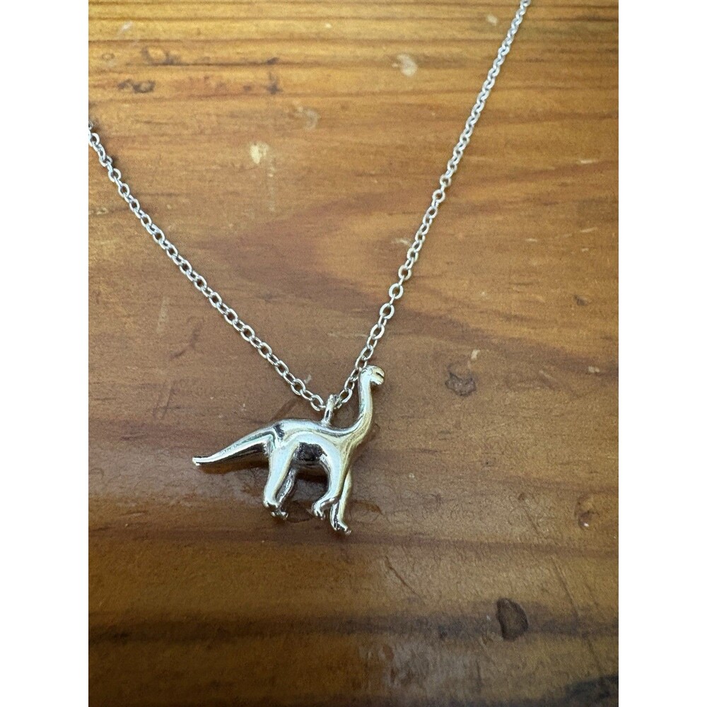 925 Sterling Silver Brontosaurus Necklace Silver Dinosaur Charm Pendant  20”